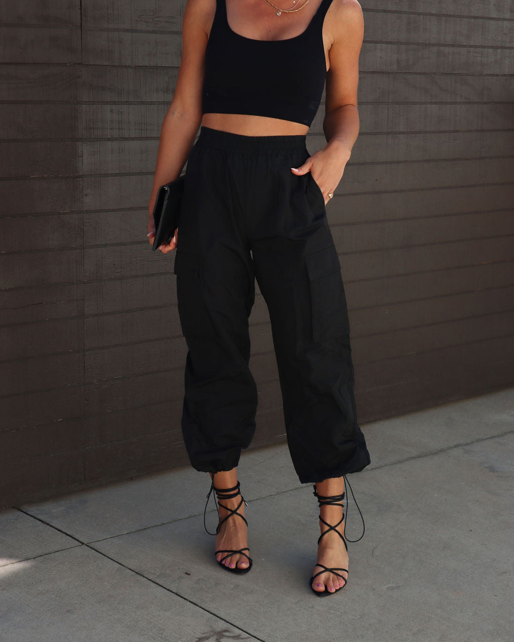 Cargo Pants Elastic Waist Ankle Tied
