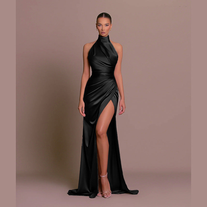 Stand Collar Sleeveless Split Bottoming Dress