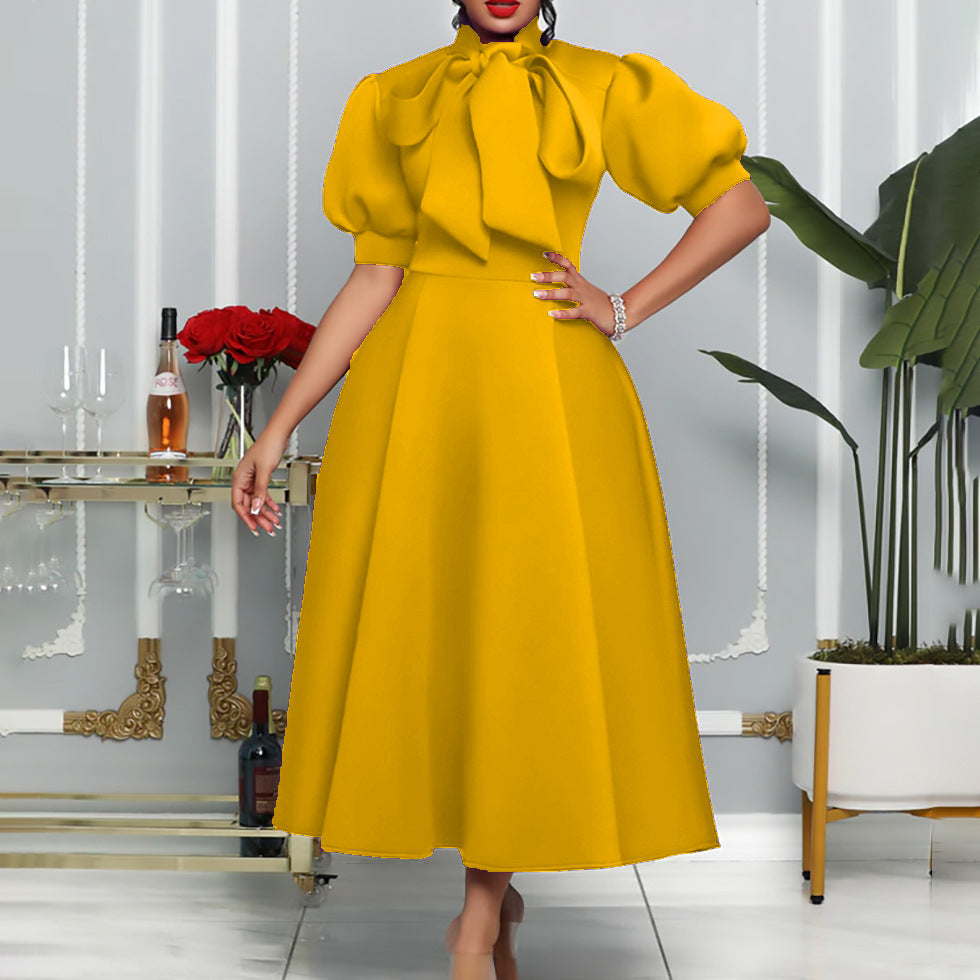 Celebrity Bandage Bow Mid Length Dress