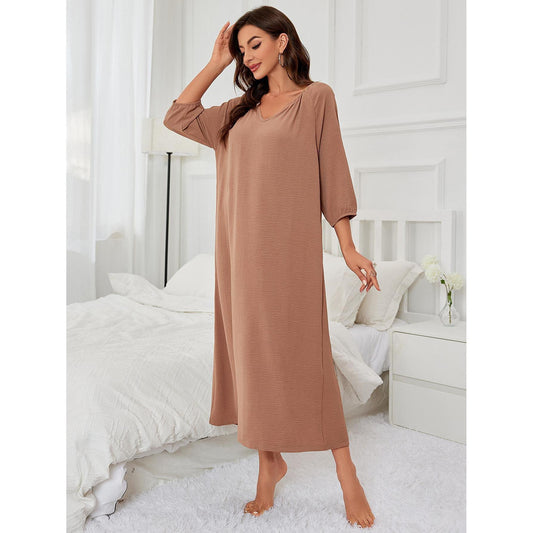 Homewear Simple Three Quarter Sleeve Maxi Dress