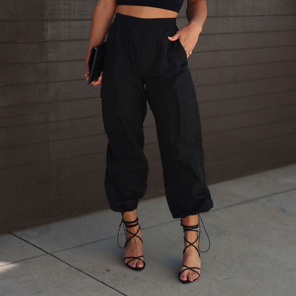 Cargo Pants Elastic Waist Ankle Tied