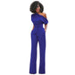 Classic Solid Color Diagonal Collar Jumpsuit