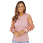 Women Mesh Small Floral Chiffon Long Sleeves Top