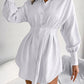 Casual Lantern Sleeve Waist-Tight Asymmetric Dress Shirt