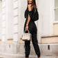 V neck Pocket Elastic Waist Jumpsuit