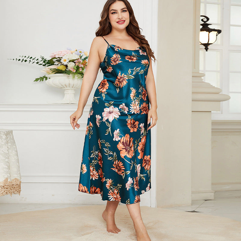 Silk Sexy Print Slip Nightdress