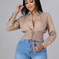 French Short Long Sleeve Shirt Casual Office Cardigan Solid Color Polo Collar Shirt Women Design Women Clothing