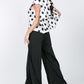 Cascade Ruffle Detail Polka Dot Print Top