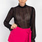 Ruffle Mock Neck Lace Top