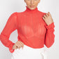 Ruffle Mock Neck Lace Top