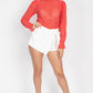 Ruffle Mock Neck Lace Top