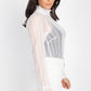 Ruffle Mock Neck Lace Top