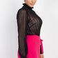 Ruffle Mock Neck Lace Top