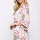 Patchwork Printed Surplice Romper With Waist Tassel Tie And Bottom Lining