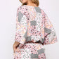 Patchwork Printed Surplice Romper With Waist Tassel Tie And Bottom Lining