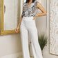 Front-line Flared Leg Design Solid Pants