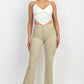 Frayed Bell Bottom Colored Denim Jeans