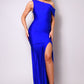 One Shoulder Draped Side Slit Maxi Dress