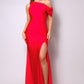 One Shoulder Draped Side Slit Maxi Dress