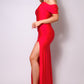 One Shoulder Draped Side Slit Maxi Dress
