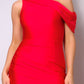 One Shoulder Draped Side Slit Maxi Dress