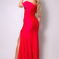 One Shoulder Draped Side Slit Maxi Dress