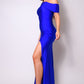 One Shoulder Draped Side Slit Maxi Dress