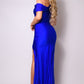 One Shoulder Draped Side Slit Maxi Dress