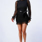 Lush Sheer Ruched Waist-tie Bodycon Dress