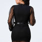 Lush Sheer Ruched Waist-tie Bodycon Dress