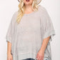 Light Knit And Woven Mixed Boxy Top With Poncho Sleeve