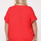 Solid Viscose Knit Surplice Top With Ruffle Sleeve