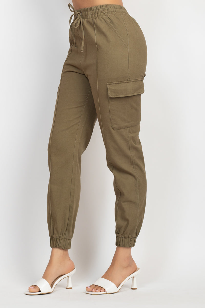 Solid High-rise Pocketed Jogger Pants