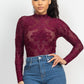 Embroidered Mock Neck Keyhole Bodysuit