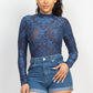 Embroidered Mock Neck Keyhole Bodysuit