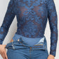 Embroidered Mock Neck Keyhole Bodysuit