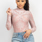 Embroidered Mock Neck Keyhole Bodysuit