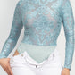 Embroidered Mock Neck Keyhole Bodysuit