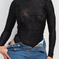 Embroidered Mock Neck Keyhole Bodysuit