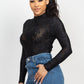 Embroidered Mock Neck Keyhole Bodysuit