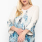 Print Top Featuring A Round Neckline And 3/4 Bell Sleeves