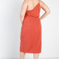 Terracotta Textured One Shoulder Sleeveless Midi Dress