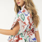 Floral Print Short Sleeve Top With Waist Tie
