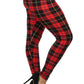 Plus Size Plaid & Checkered Print, Full Length Leggings In A Fitted Style