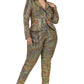 Plus Disco Metallic Sequins 2 Piece Jacket Set