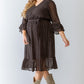 Plus Black Print Belted Flare Hem Midi Dress