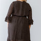 Plus Black Print Belted Flare Hem Midi Dress