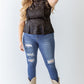 Plus Lace Mesh Ruffle Detail Sleeveless Flare Hem Top