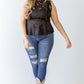 Plus Lace Mesh Ruffle Detail Sleeveless Flare Hem Top