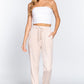 Waist Elastic Velour Long Jogger Pants